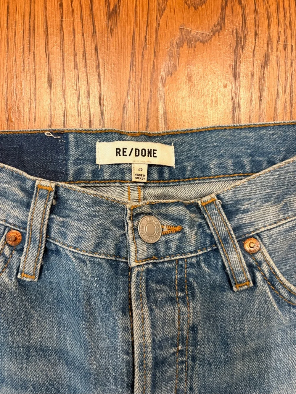 Re/Done Women's Straight Leg Jeans in Light Blue Denim